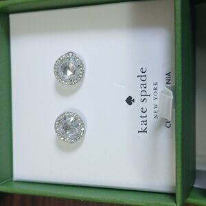 Kate Spade Silver Tone Cubic Zirconia Stud Earrings NIB